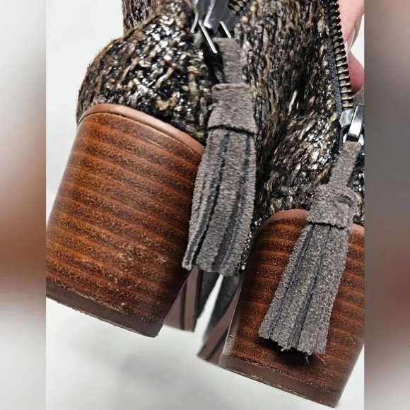 Tom’s Leila Back Zip Felt Wool Ankle Boots Booties Stacked Heel Gray Size 6.5 - Picture 7 of 10